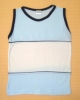 Dětské tričko - tílko.
Vel. UNI (3-6 let).
Rozměry: Dílka cca 42 cm, Šířka v podpaží cca 31 (62)cm.
Složení materiálu: 100% Bavlna. 
Barevné provedení: Modrá + Krémová.