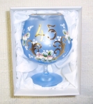 Jedná ručně malovaná  sklenička. JUBILEA - 45 . 
Barevné provedení: Modrá. 