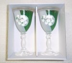 Dvě ručně malované  skleničky 
Barevné provedení: Zelenobílá.