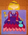 Dětská osuška - pončo s obrázky.
100% bavlna.
Rozměry: cca 60x60 cm.
Fialová – princezna, Žlutá – baletka, Modrá – potápěč. 